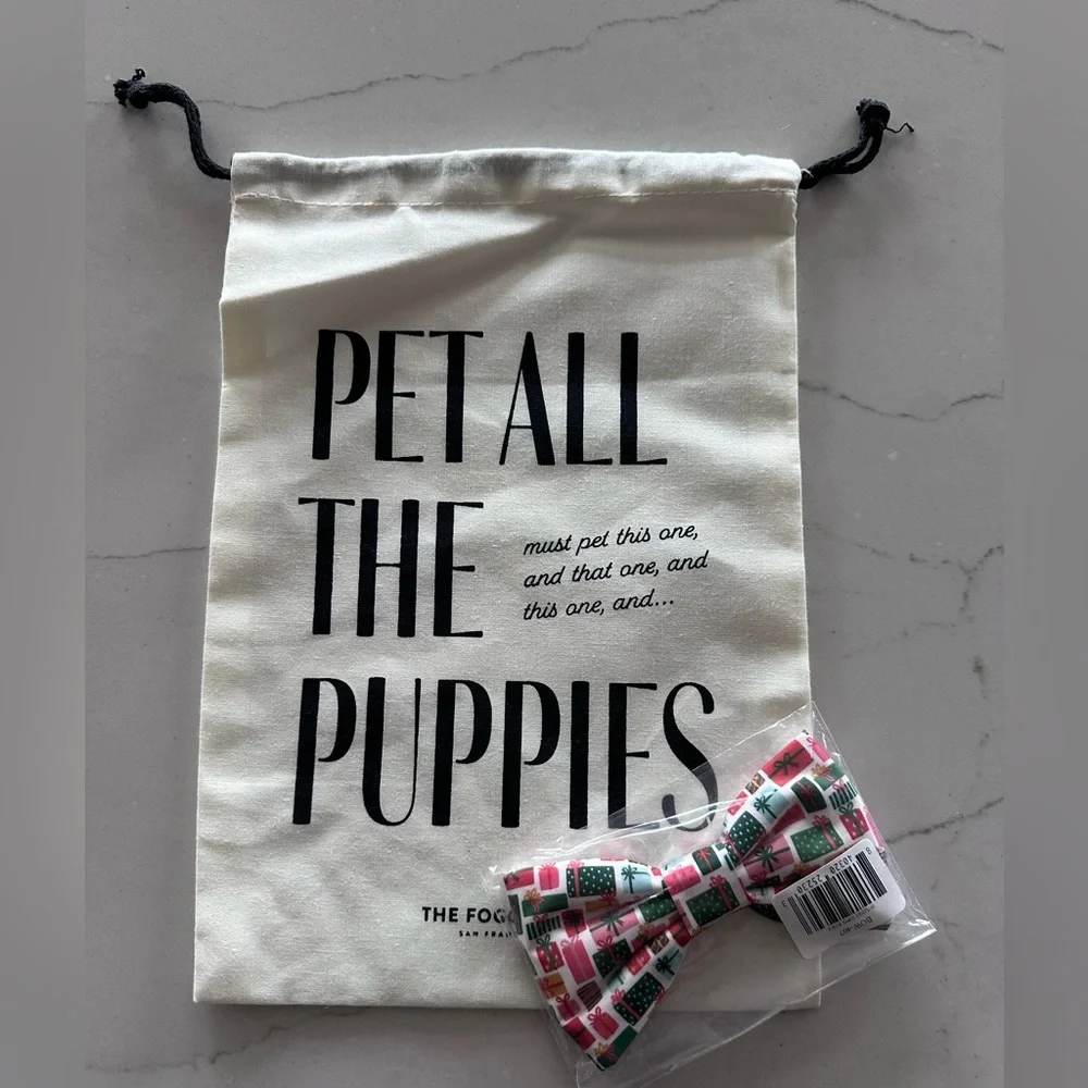 The Foggy Dog x Rifle Paper Holiday Birthday Gifts Bow Tie & Reusable Bag Bundle